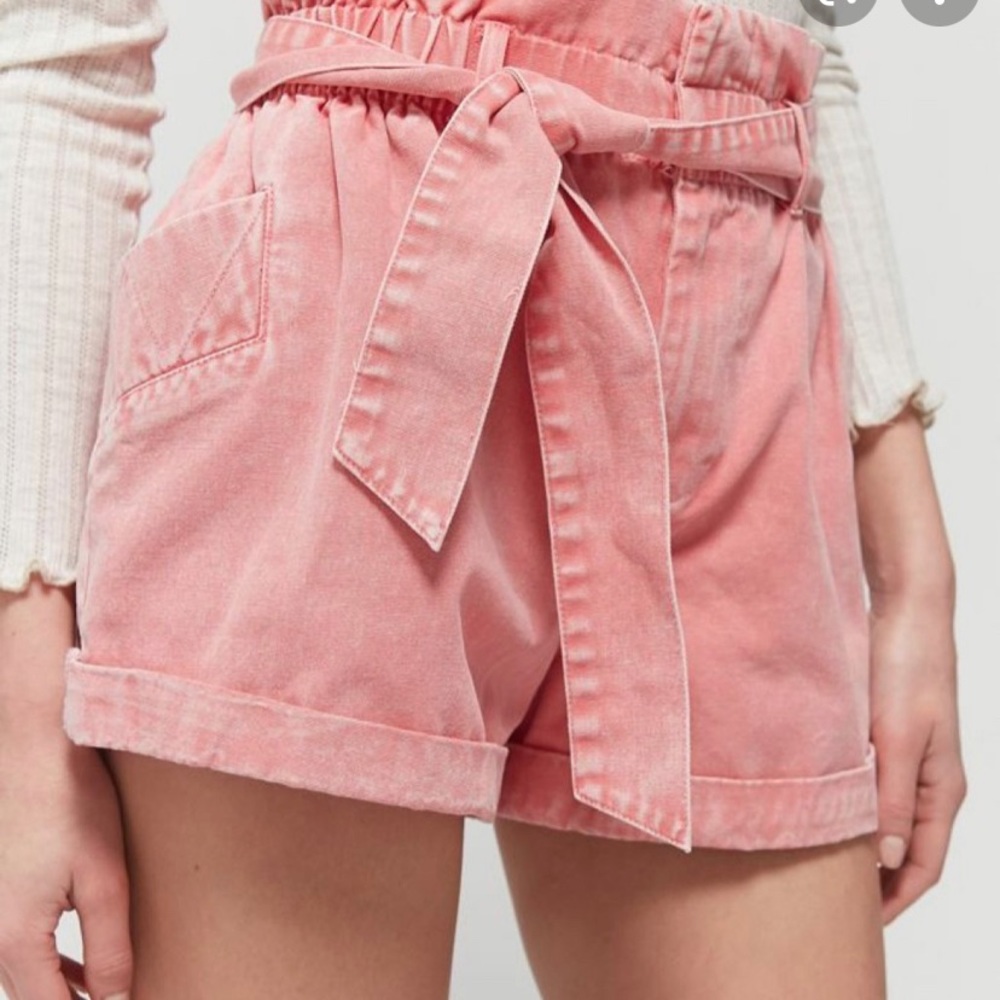 Pink denim high waisted shorts